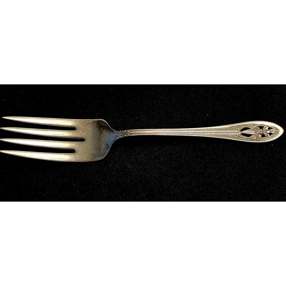 Vintage Wallace Luxor Plate Large Serving Fork Art Deco Hollywood Pattern